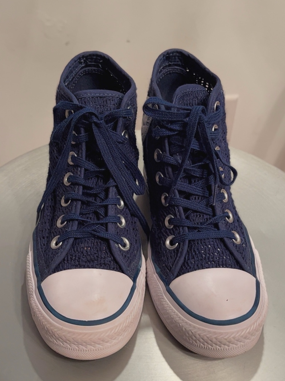 Converse Chuck Taylor All Star Hidden Wedge Crochet Knit Sneakers Women’s Sz 7 - Picture 5 of 8